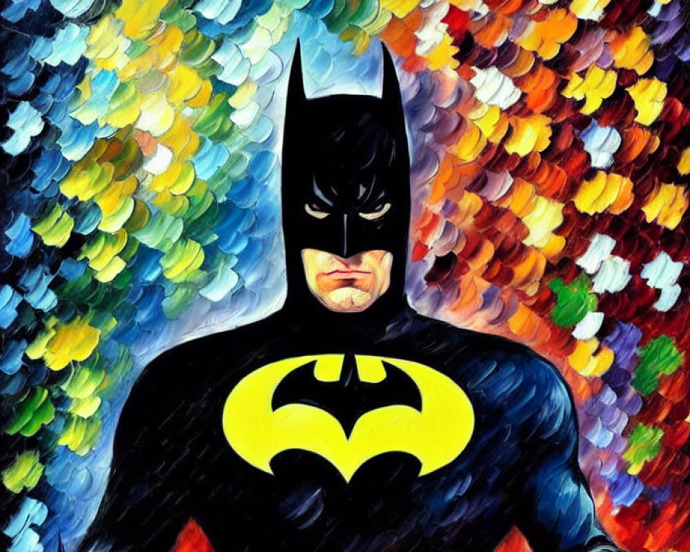 Colorful Abstract Batman Painting with Brushstroke Effect