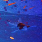 Colorful Fish Swimming Among Blue Sea Plants in Vibrant Underwater Scene