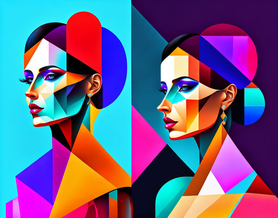 Symmetrical digital art with vibrant geometric patterns