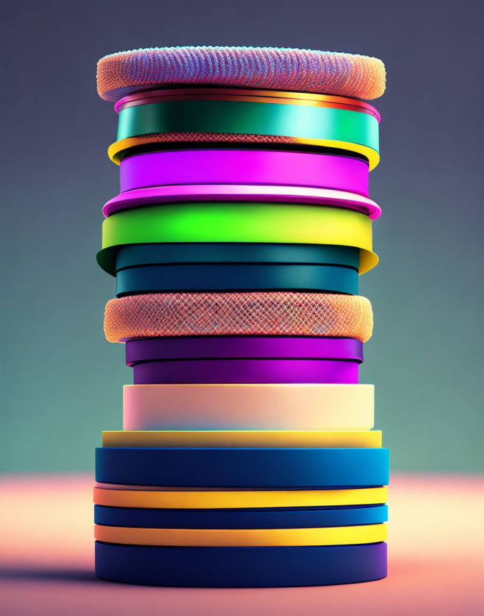 Colorful Textured Exercise Bands on Gradient Background