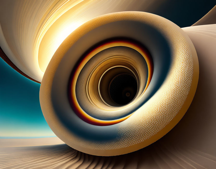 Abstract Spiral Artwork in Warm Tones with Textured Surface