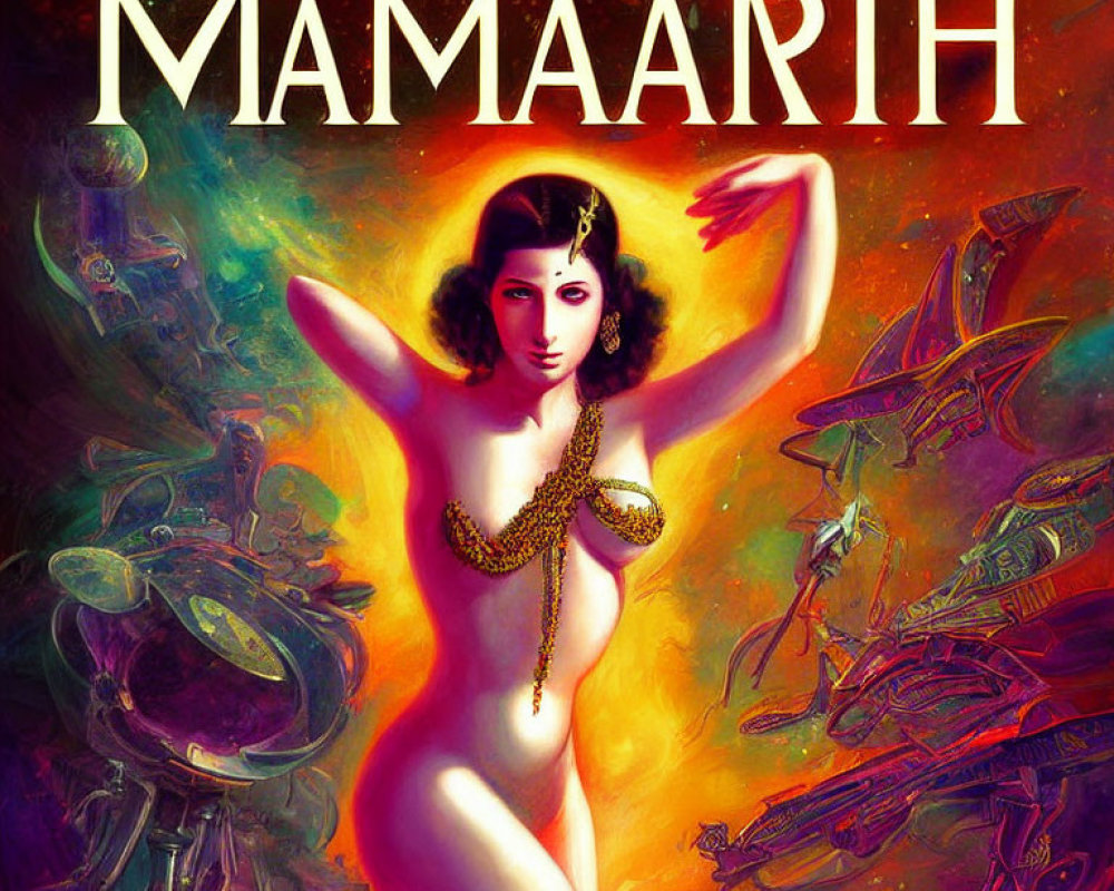 Futuristic female figure surrounded by spaceships and alien landscapes on "MAAGAARH