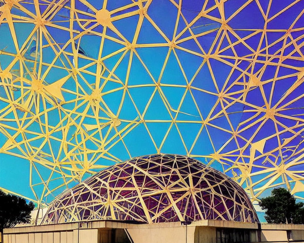 Geodesic Dome with Triangles and Hexagonal Patterns in Nature