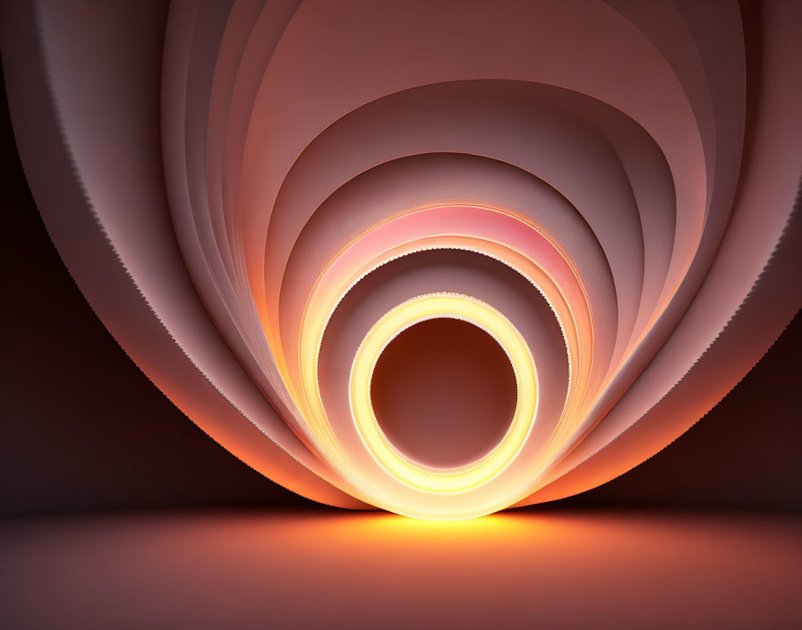 Concentric Elliptical Shapes Emitting Warm Light on Dark Background