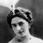 Woman with Floral Crown and Blue Eyeshadow in Lush Foliage Portrait