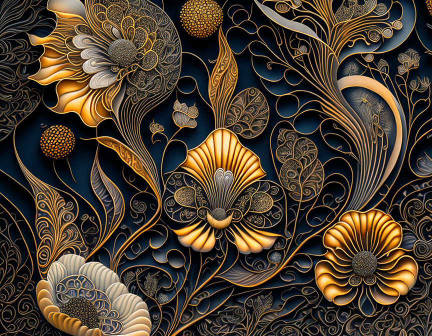 Intricate Floral Pattern with Gold and Silver Embossing