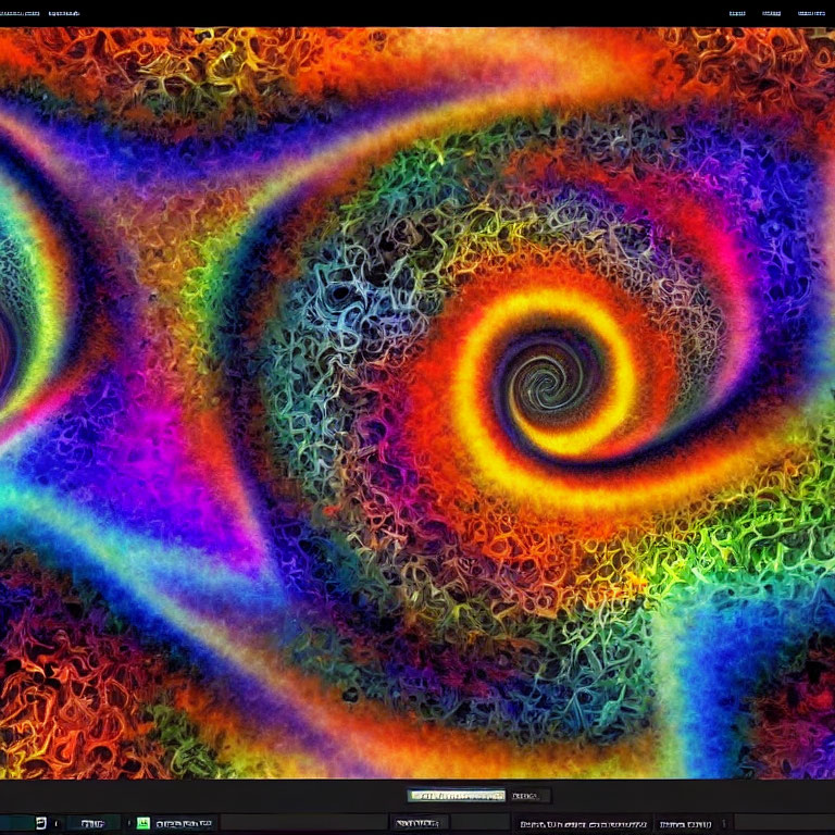 Colorful Abstract Fractal Image with Swirling Rainbow Patterns