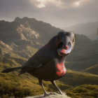 Giant Bird in Mountain Landscape with Golden Light