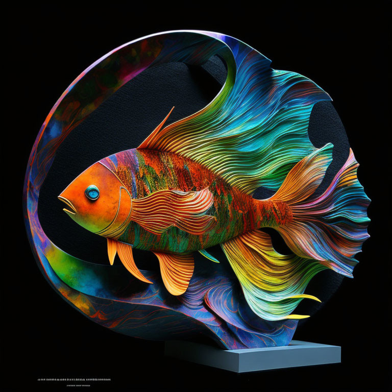 Fantastical fish digital art: vibrant colors & flowing fins