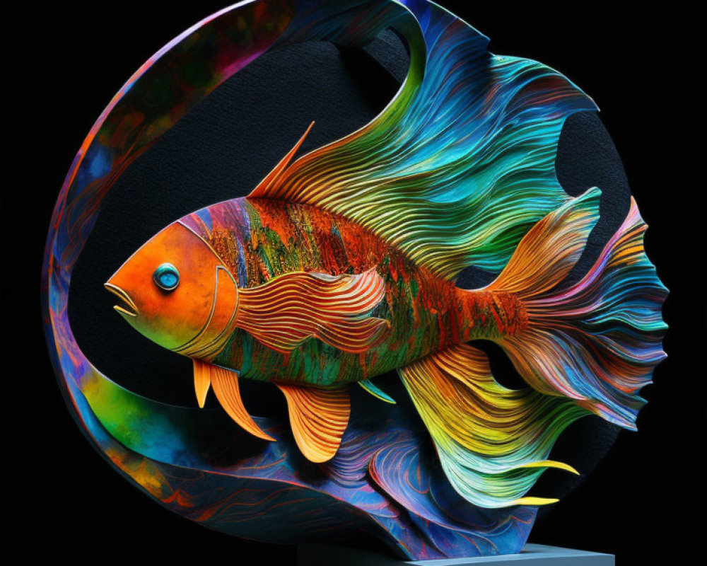 Fantastical fish digital art: vibrant colors & flowing fins