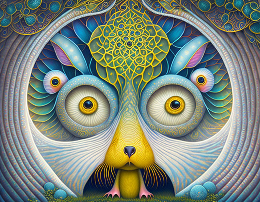 Colorful Psychedelic Cat Art with Ornate Patterns and Mesmerizing Eyes