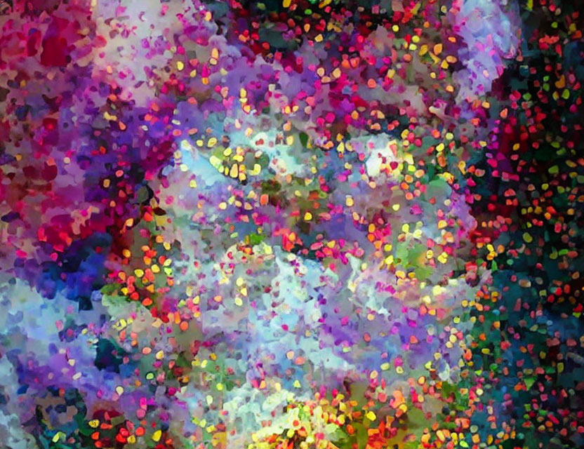 Colorful Abstract Artwork with Vibrant Red, Blue, Green, and Yellow Dots