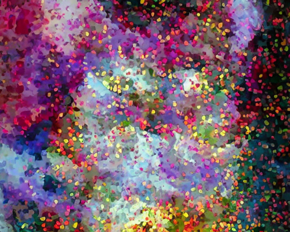 Colorful Abstract Artwork with Vibrant Red, Blue, Green, and Yellow Dots