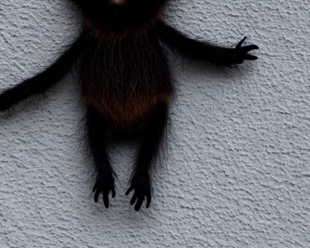 Black and Brown Spider with Long Legs on Textured White Wall