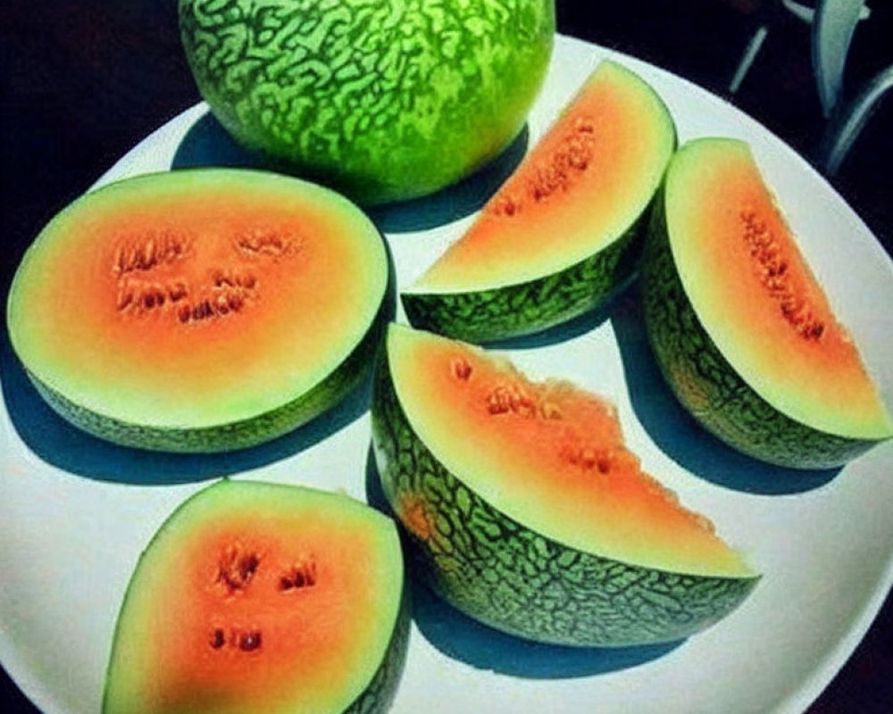 Fresh Watermelon Slices on White Plate