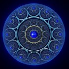 Detailed Digital Artwork: Mystical Circular Amulet with Glowing Core