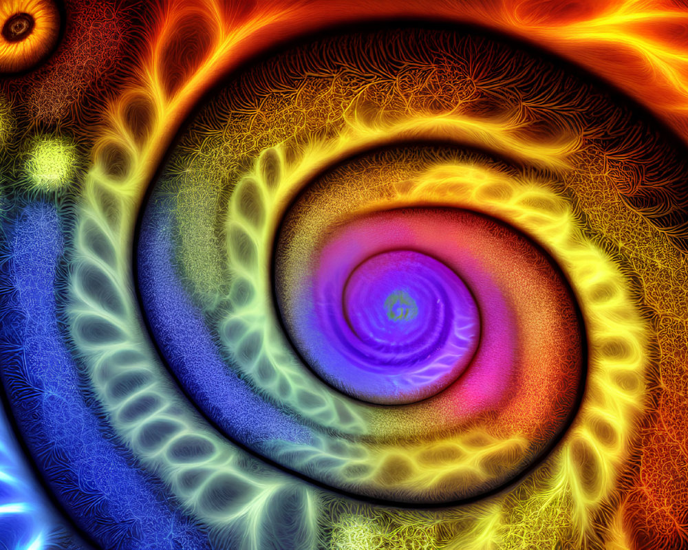 Colorful Abstract Digital Artwork with Vibrant Swirls and Fractal Patterns