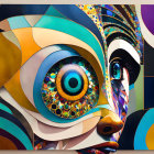 Abstract surreal artwork: woman's face with vibrant colors and swirling patterns