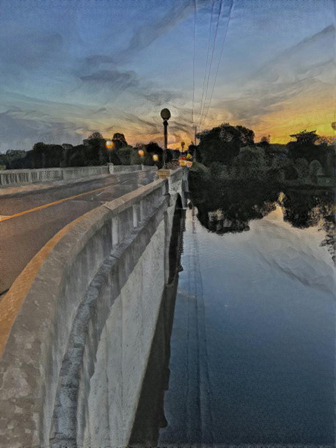 Night Bridge Over the River