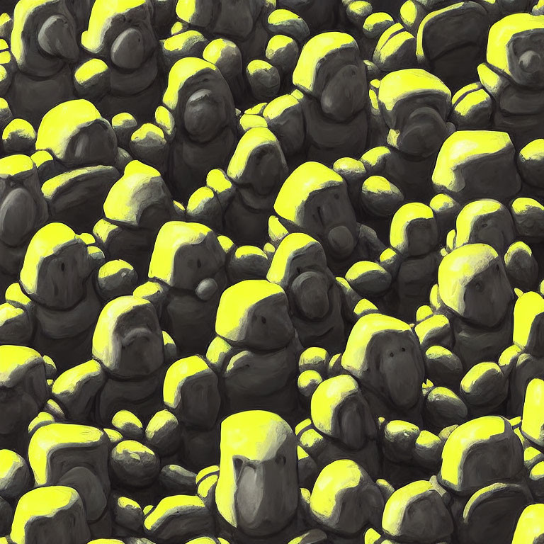 Abstract Yellow and Black Rounded Shapes Clustered Together