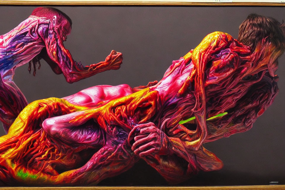 Detailed Anatomical Painting of Muscular Figures