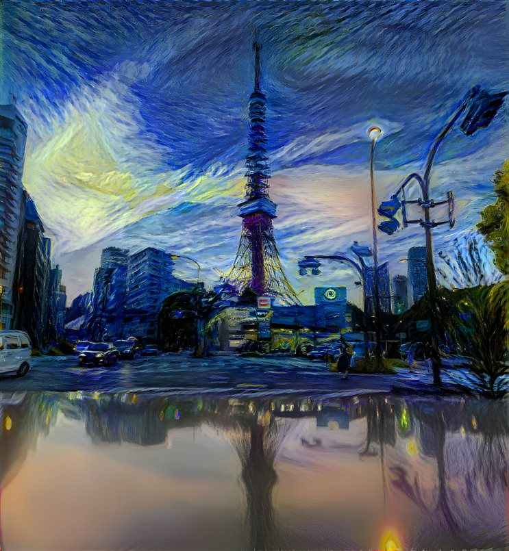 Tokyo with starry night style