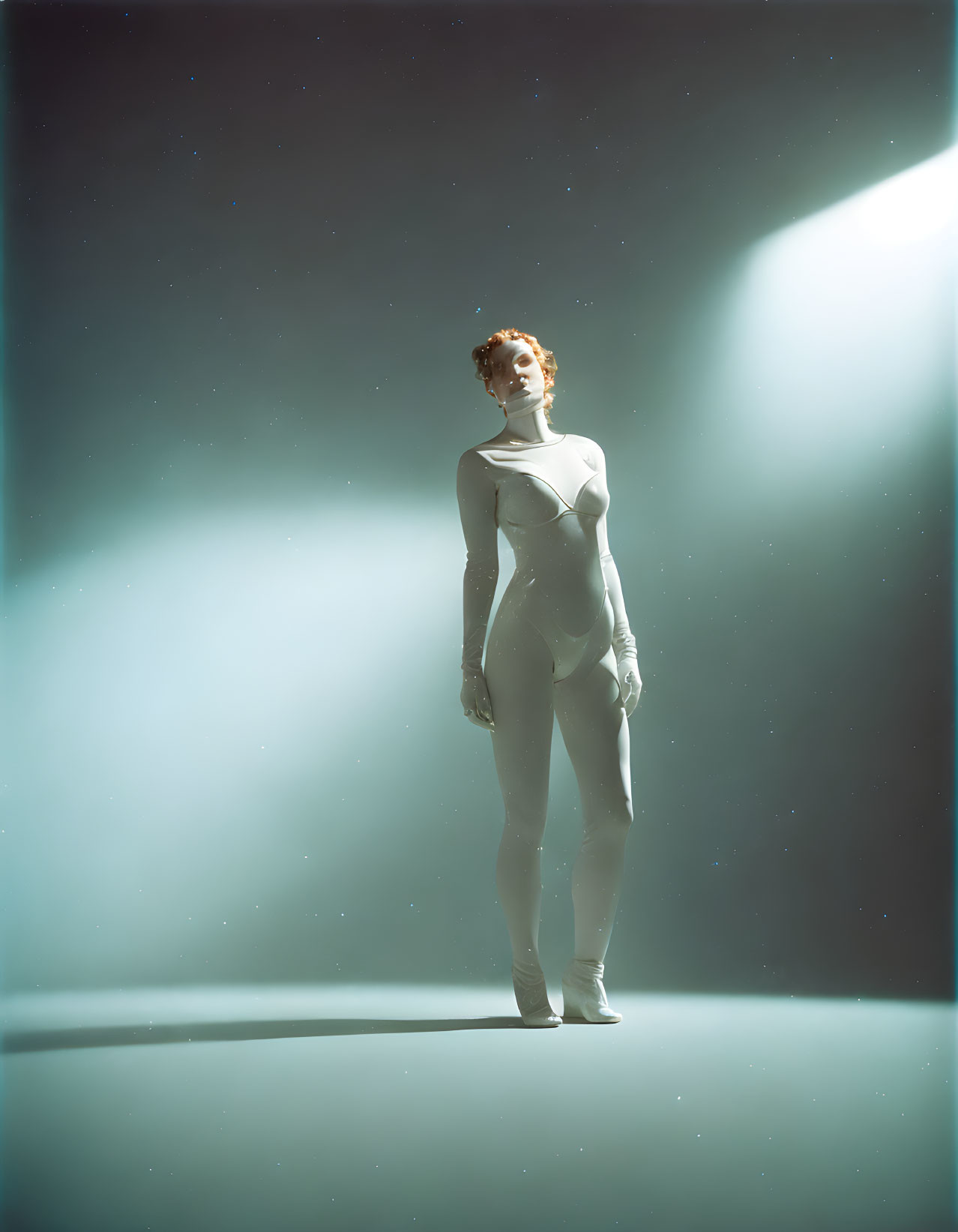 Person in White Bodysuit Casts Dramatic Shadow