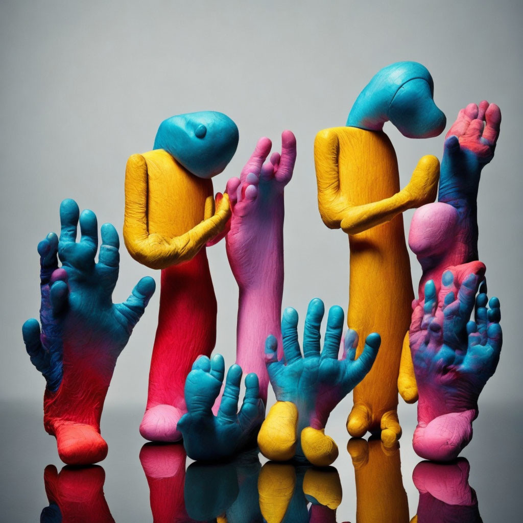 Abstract Clay Figures in Vibrant Colors and Postures
