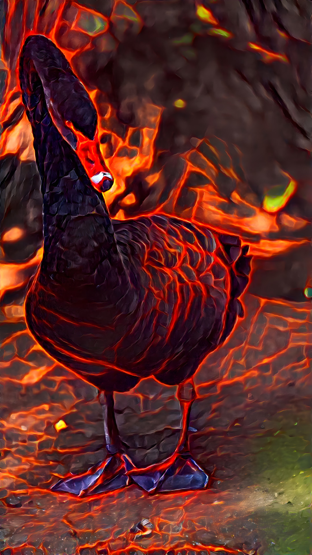  A black inferno swan