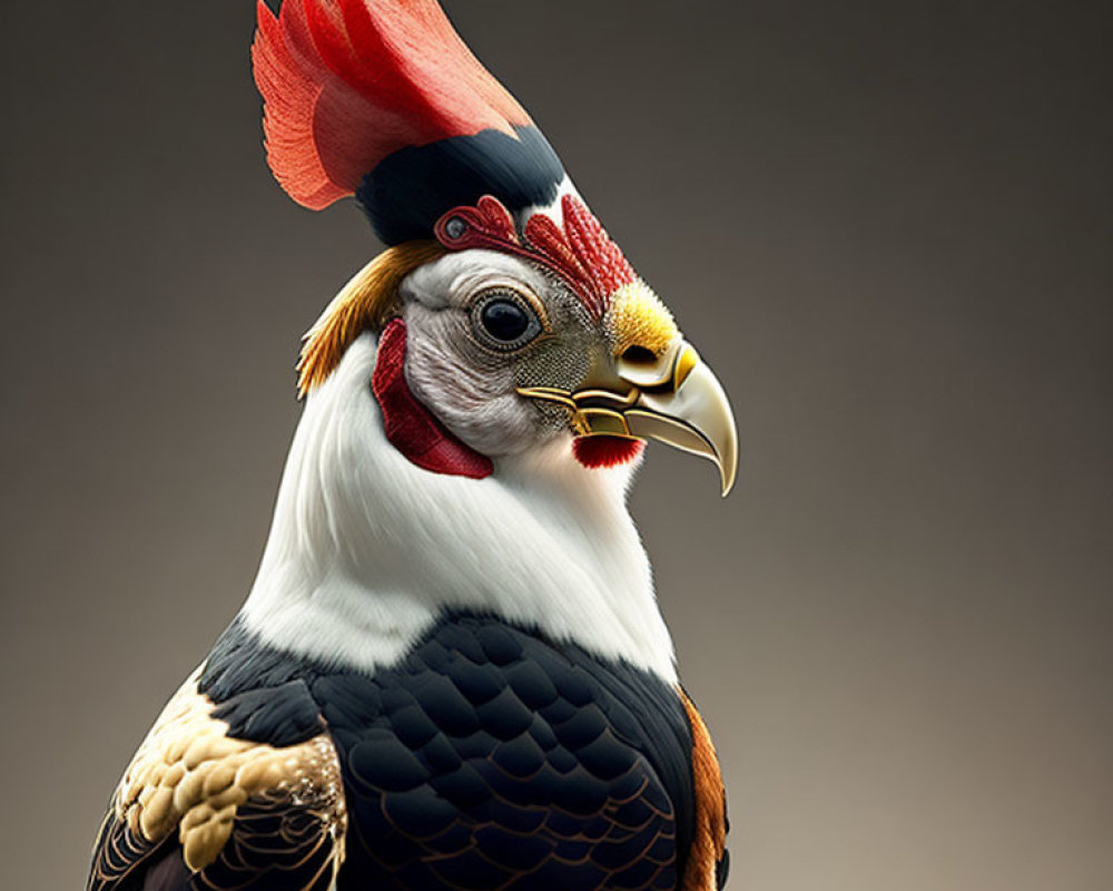 Composite Image: Rooster-headed Animal on Bird of Prey Body