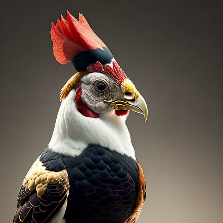 Composite Image: Rooster-headed Animal on Bird of Prey Body