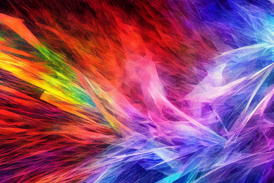 Colorful Abstract Fractal Art with Rainbow Spectrum and Angular Lines