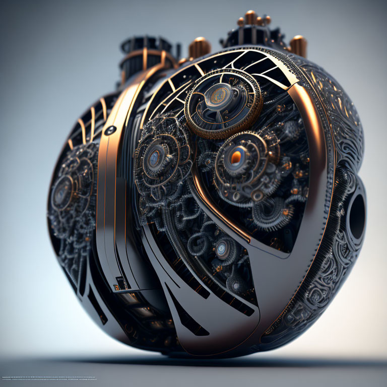 Detailed Steampunk Mechanical Heart Design