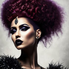 Portrait of a person with dramatic makeup and ornate accessories