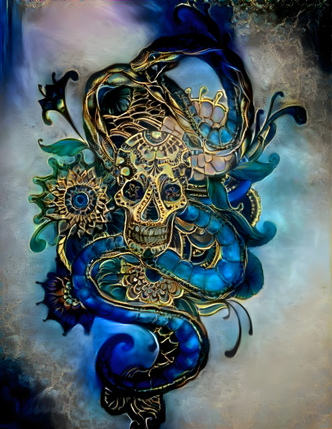 Skull & snake tattoo 