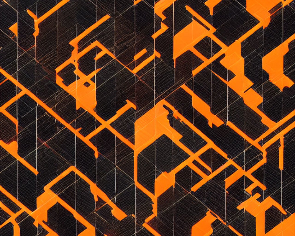 Intricate Orange Line Pattern on Dark Background