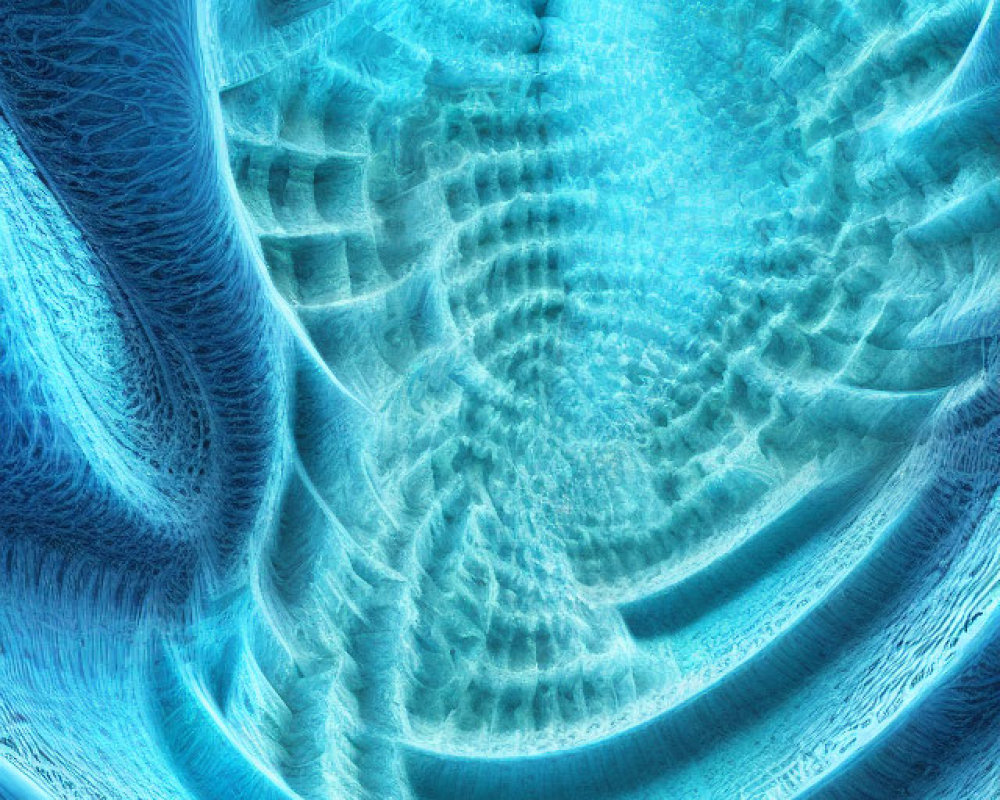 Intricate Blue Fractal Image with Spiraling Patterns