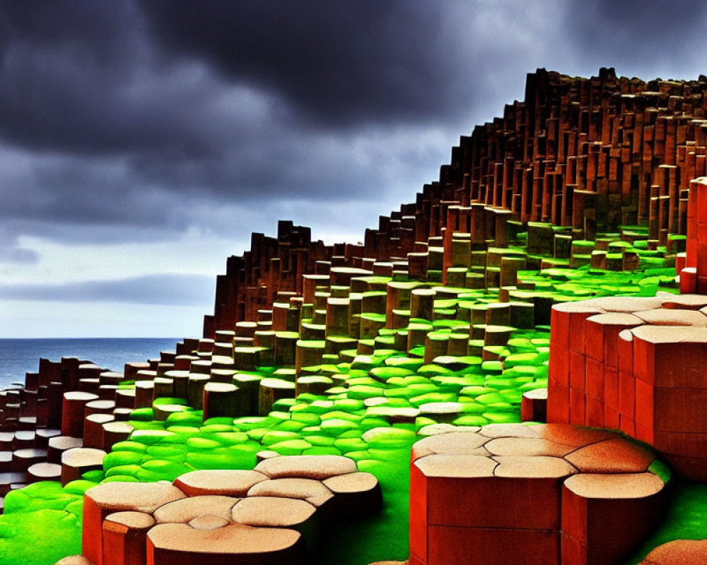 Unique Basalt Columns at Giant's Causeway, Northern Ireland