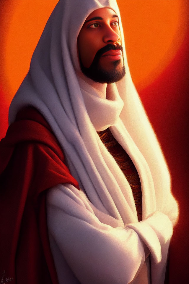 Digital Illustration: Middle Eastern Man in Traditional Attire