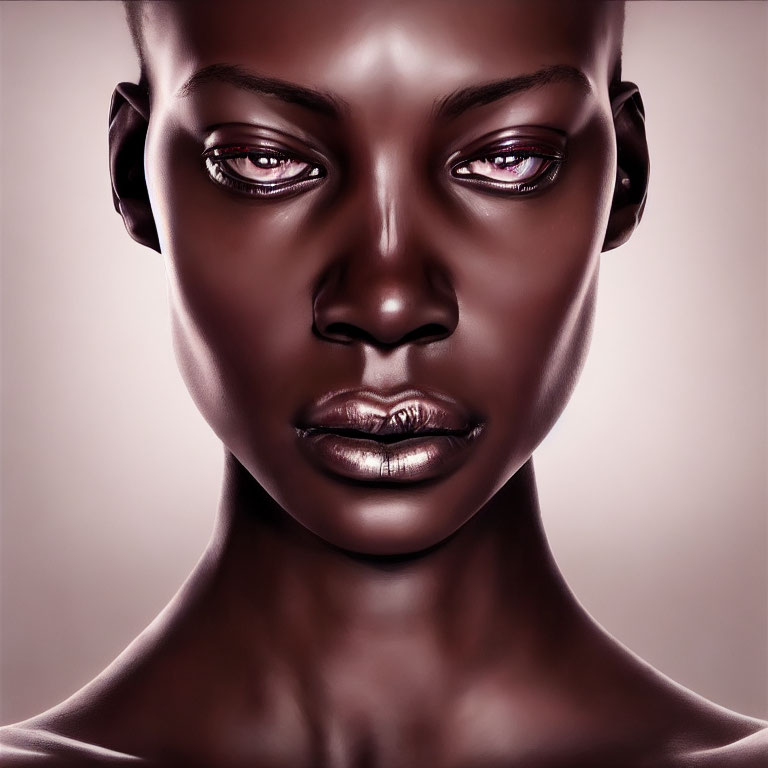 Stylized digital portrait with striking eyes and glossy lips