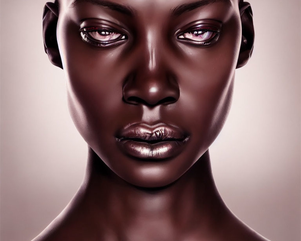 Stylized digital portrait with striking eyes and glossy lips