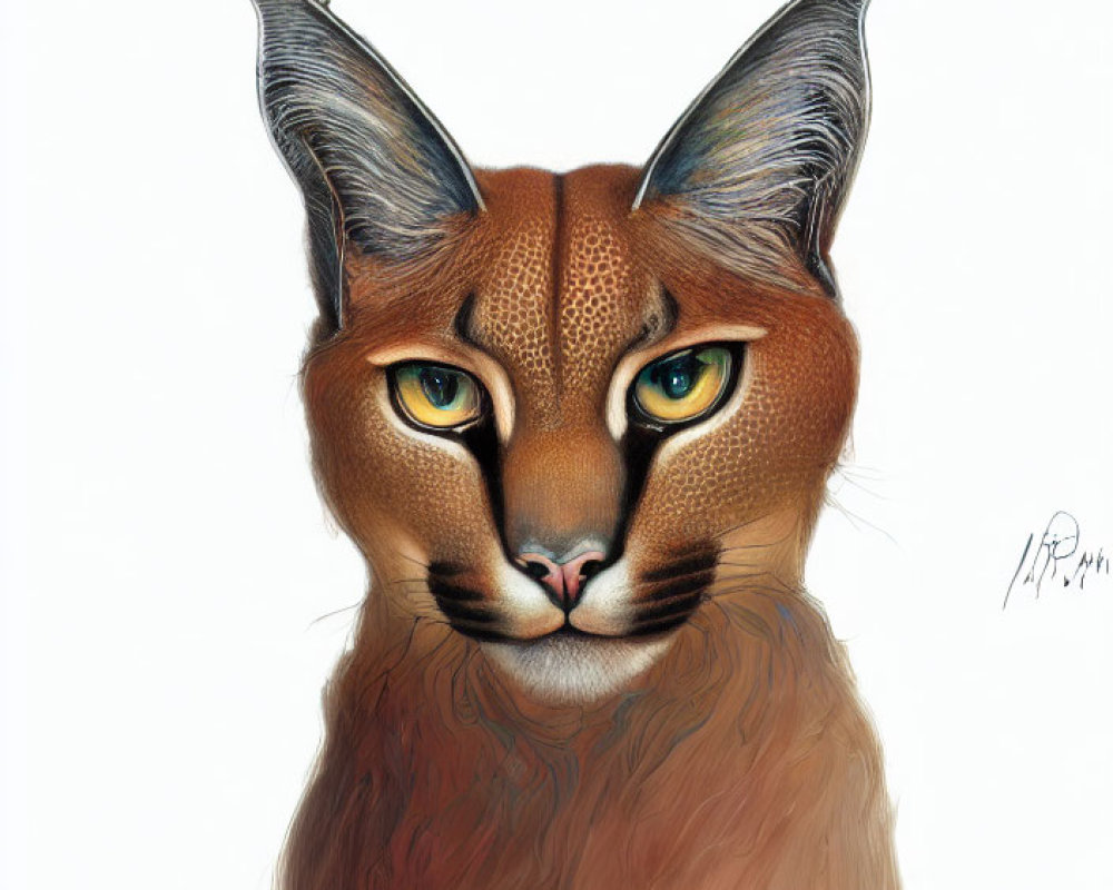 Illustration of Lynx with Sharp Ears and Yellow Eyes