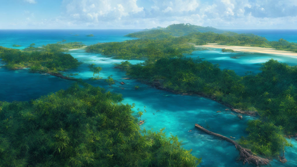 Tranquil Tropical Landscape with Turquoise Waters & Islands