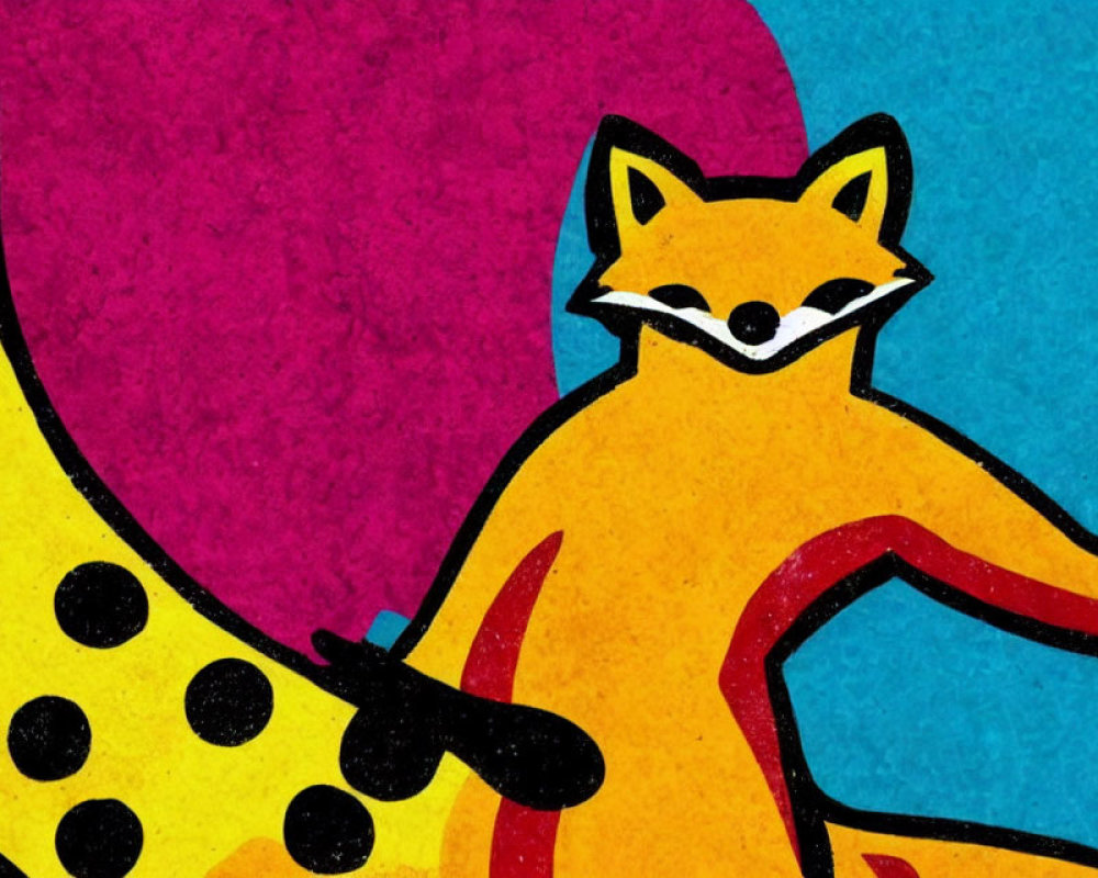 Vibrant illustration of playful fox on colorful background