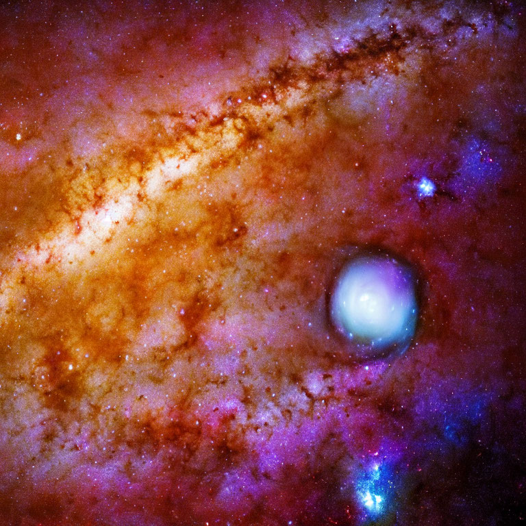 Colorful Galaxy and Radiant Celestial Object in Cosmic Image