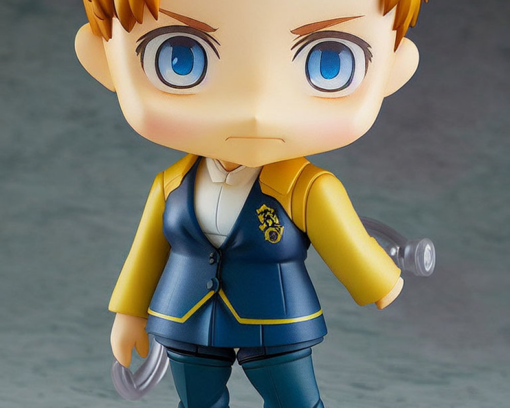 Blonde Boy Figurine in Blue and Yellow Outfit