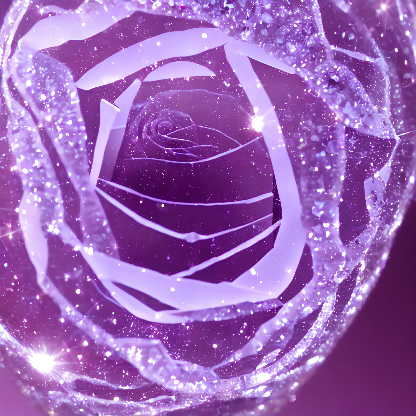 Digitally Rendered Purple Rose with Sparkling Effects on Matching Background