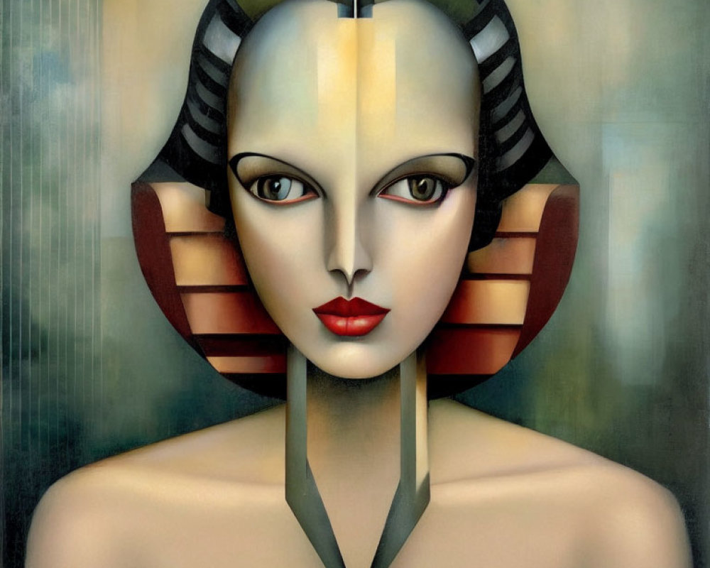 Stylized female portrait with Cleopatra elements and geometric headdress