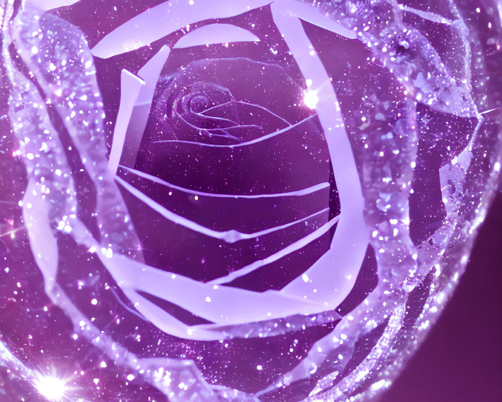 Digitally Rendered Purple Rose with Sparkling Effects on Matching Background