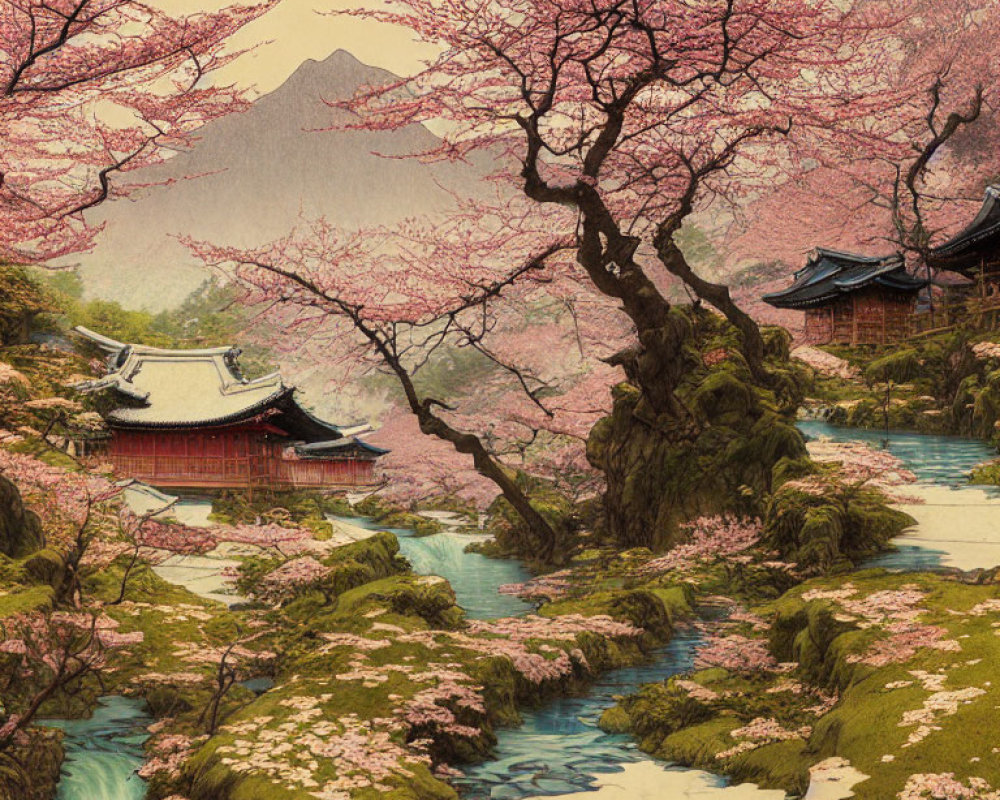 Cherry Blossoms in Full Bloom by Serene Stream